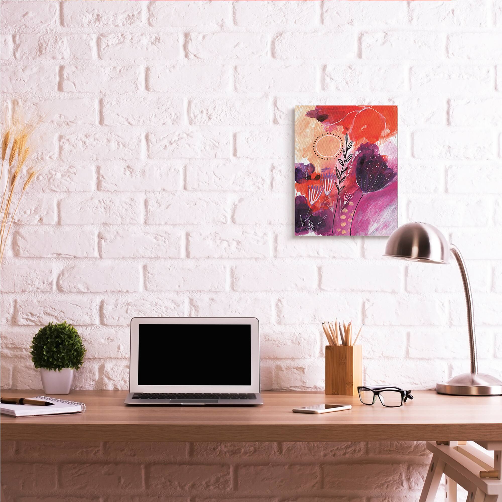Stupell Industries Whimsical Florals Blooming Orange Pink Purple Canvas Wall Art
